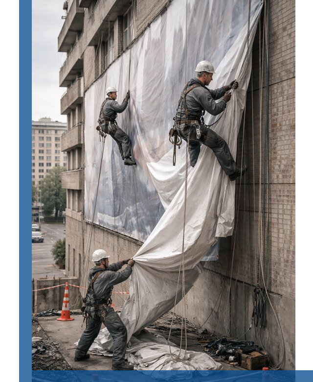 Демонтаж баннеров с фасада в Феодосии оперативно и безопасно