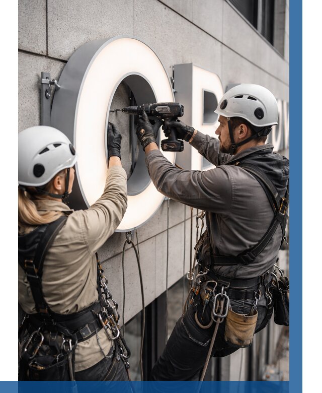 Монтаж световых букв в Феодосии от 3047 р. под ключ ВЫСОТНИК-Фдс