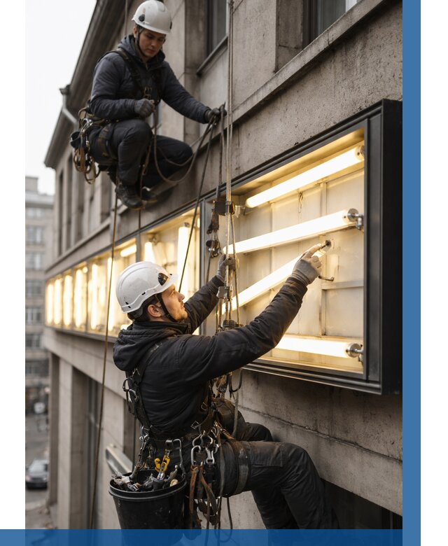 Замена ламп в вывеске в Феодосии под ключ от 3555 р. | ВЫСОТНИК-Фдс