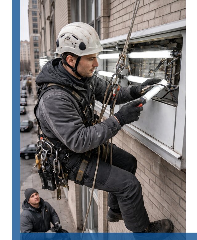 Профессиональная замена ламп в наружной вывеске в Феодосии