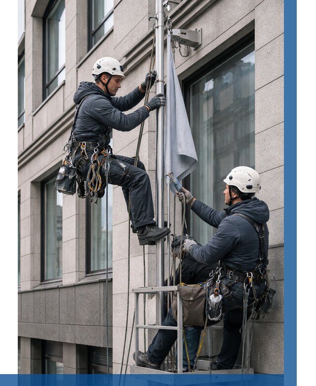 Установка флагов на фасаде в Феодосии от 4571 р. | ВЫСОТНИК-Фдс