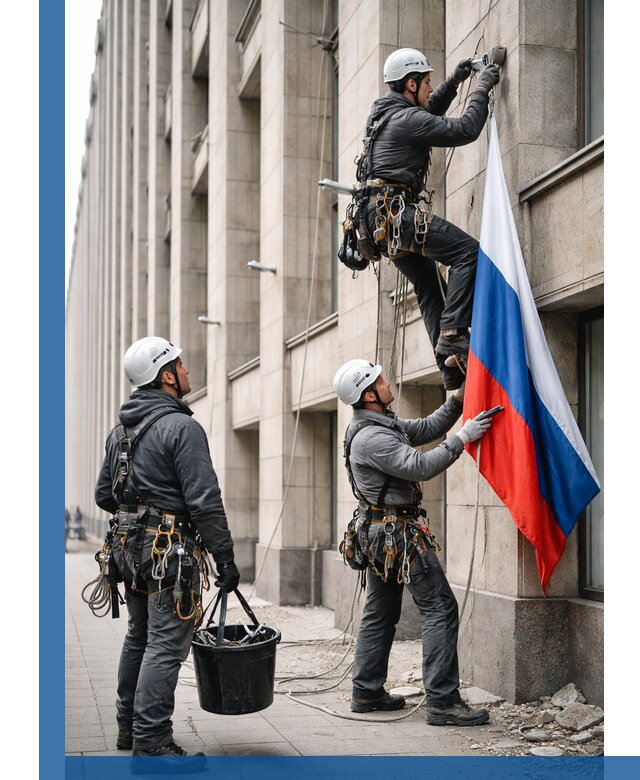 Профессиональная установка флагов на фасаде в Феодосии