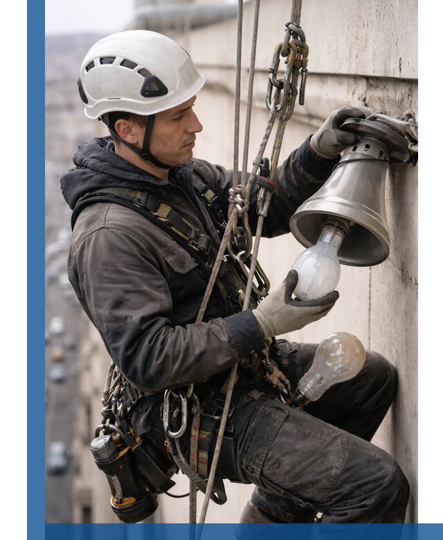 Замена ламп на высоте в Феодосии профессионально и быстро