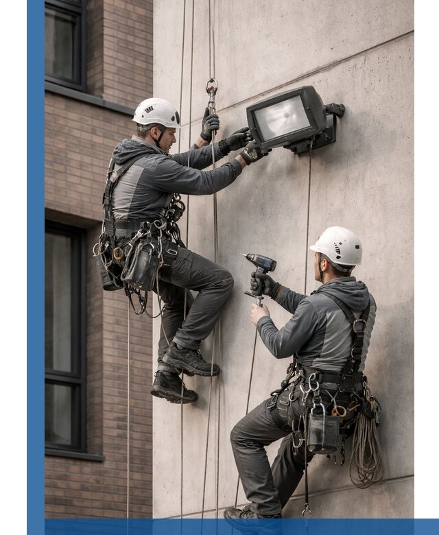 Профессиональный монтаж фасадных прожекторов в Феодосии под ключ