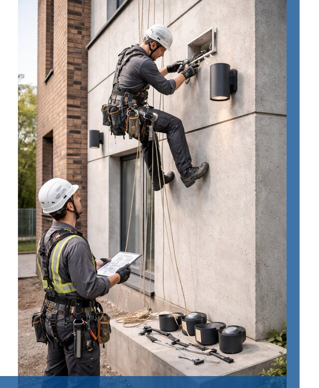 Монтаж фасадного освещения в Феодосии от 2540 р. | ВЫСОТНИК-Фдс