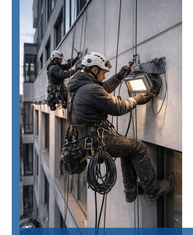 Монтаж фасадного освещения в Феодосии установка и подключение