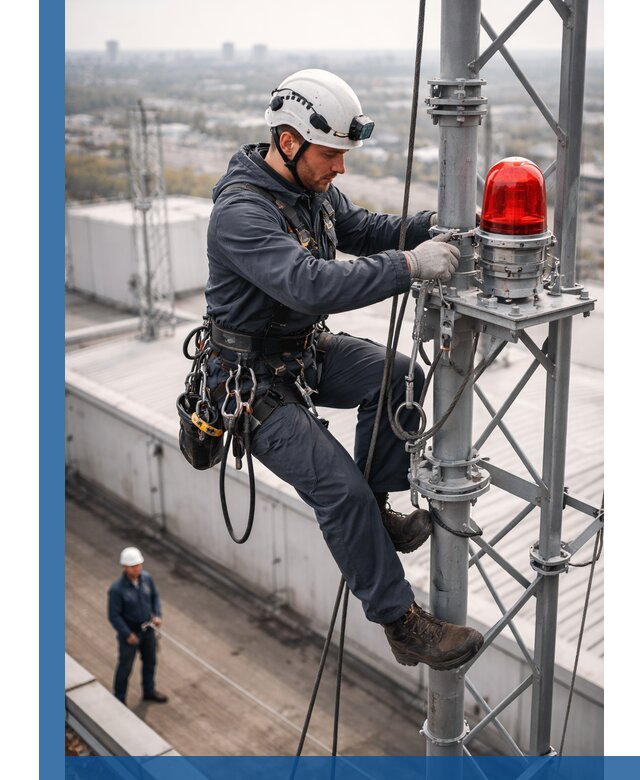 Монтаж заградительных огней и обслуживание объектов в Феодосии