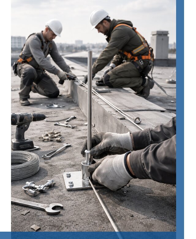 Монтаж молниезащиты на кровле в Феодосии цена от 25395 р. | ВЫСОТНИК-Фдс