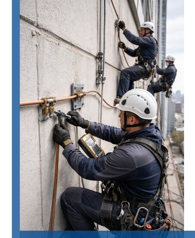 Монтаж системы заземления здания и молниезащиты в Феодосии