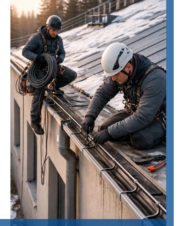 Монтаж греющего кабеля на кровле в Феодосии от 457 р. | ВЫСОТНИК-Фдс