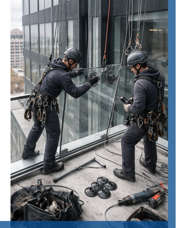 Монтаж стеклянных ограждений в Феодосии от 2540 р. | ВЫСОТНИК-Фдс