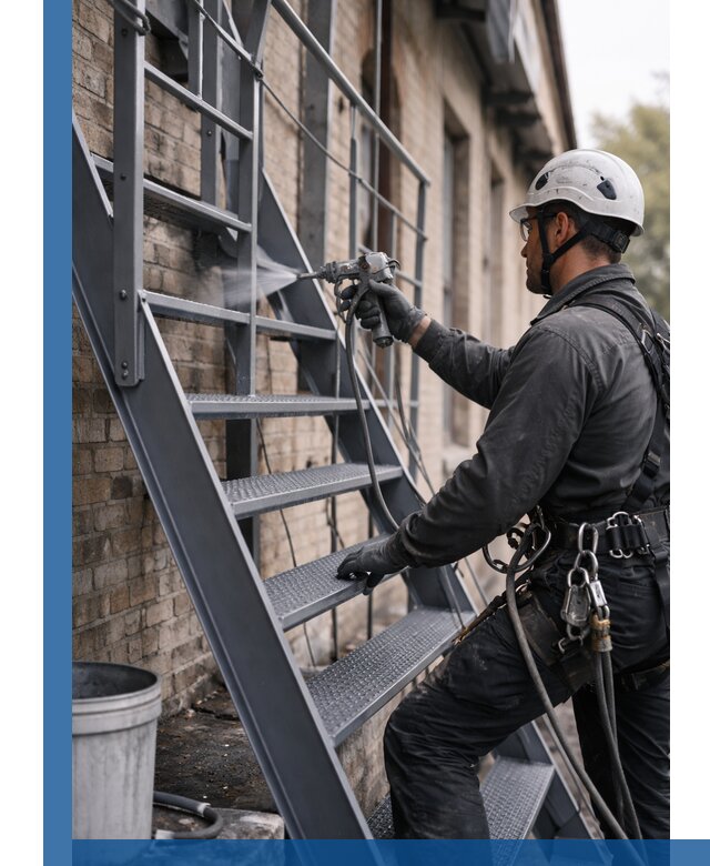 Покраска и антикоррозионная защита пожарных лестниц в Феодосии