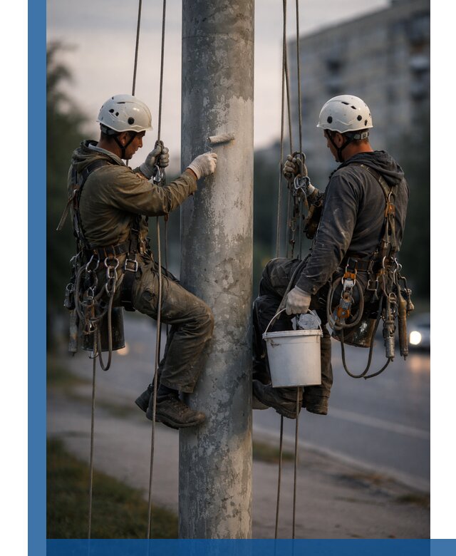 Покраска опор освещения и антикоррозийная защита в Феодосии