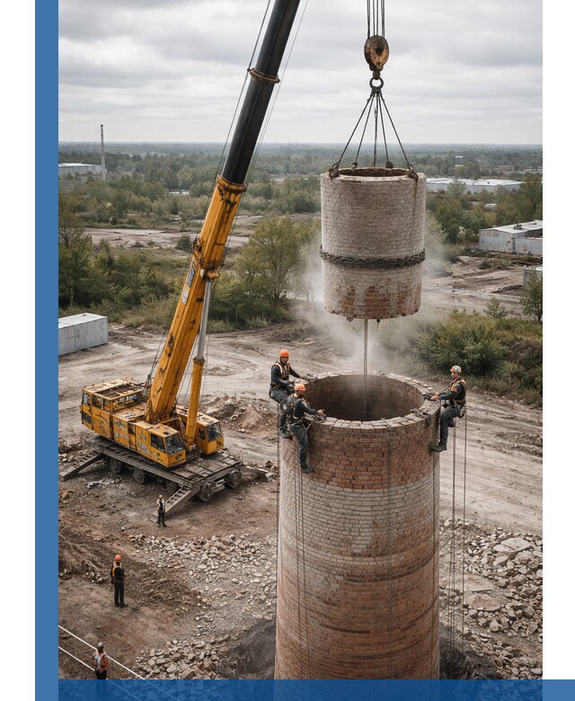 Демонтаж дымовой трубы в Феодосии с гарантиями безопасности