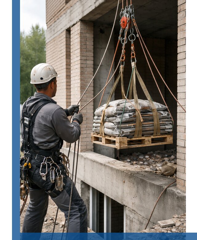 Подъем материалов на этаж веревками в Феодосии оперативно