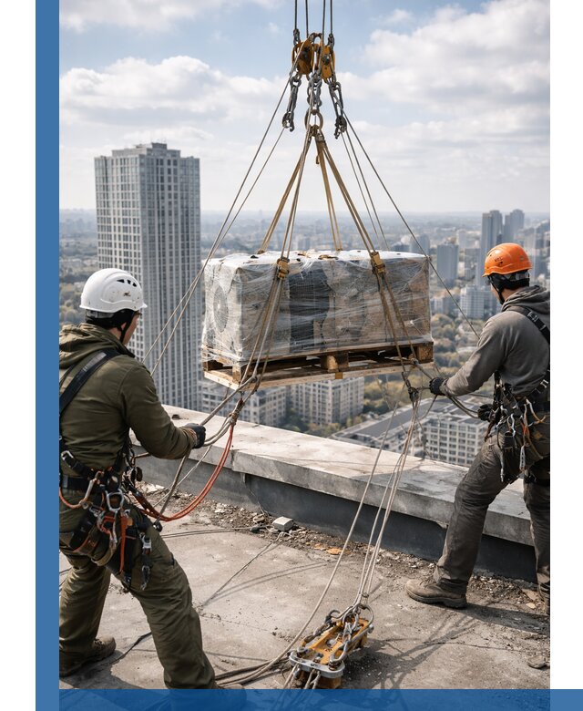 Подъем и монтаж крупногабаритных грузов на крышу в Феодосии