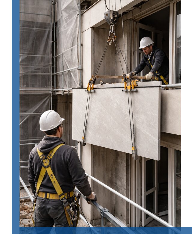 Подъем керамогранита на этаж в Феодосии грузчиками и техникой