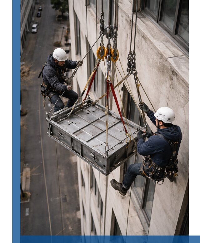 Спуск и подъем грузов по фасаду в Феодосии для зданий