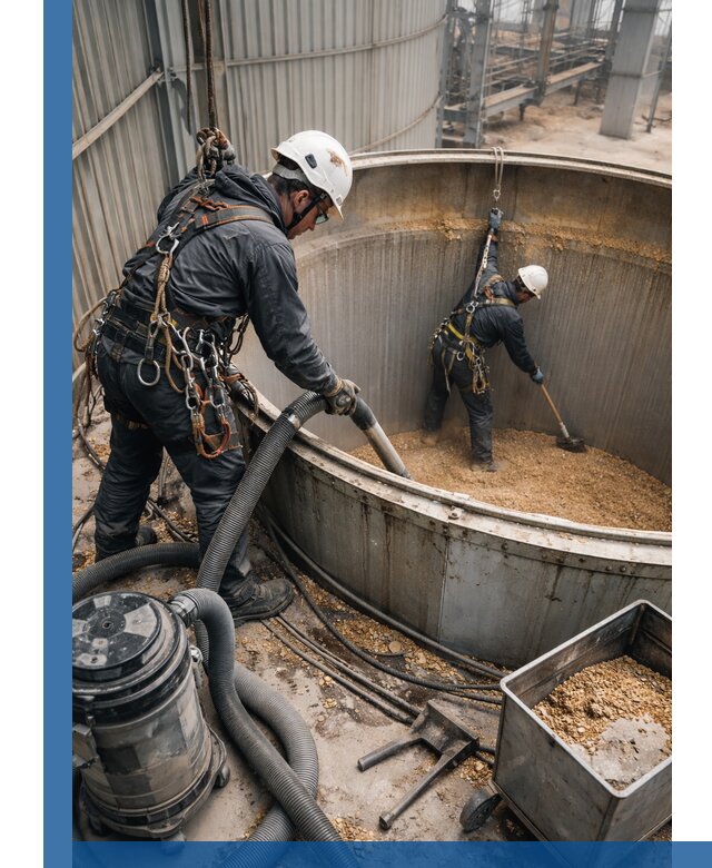 Профессиональная чистка зерновых бункеров в Феодосии с выездом