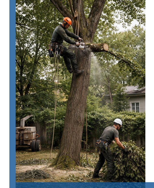 Кронирование деревьев в Феодосии, безопасная высотная обрезка