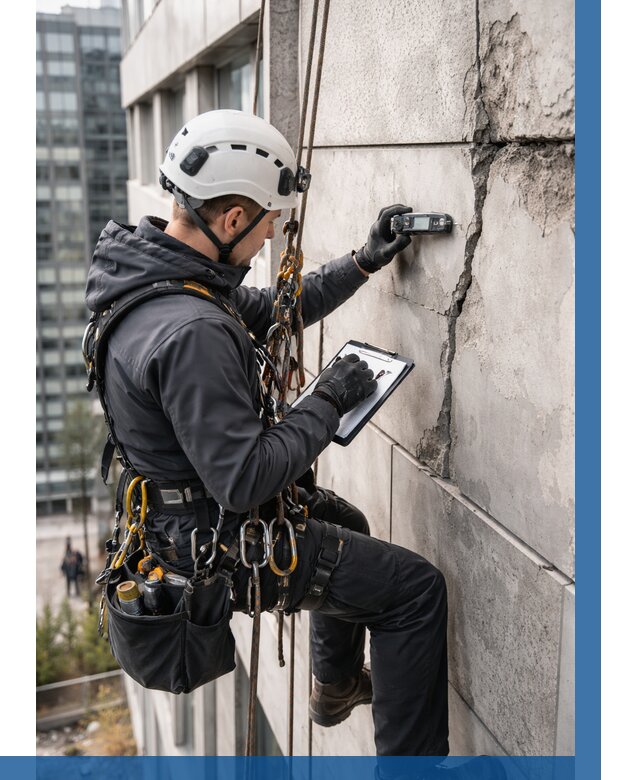 Обследование фасада альпинистами в Феодосии от 122 р. | ВЫСОТНИК-Фдс