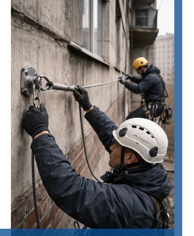 Монтаж анкерных линий в Феодосии от 3047 р. | ВЫСОТНИК-Фдс