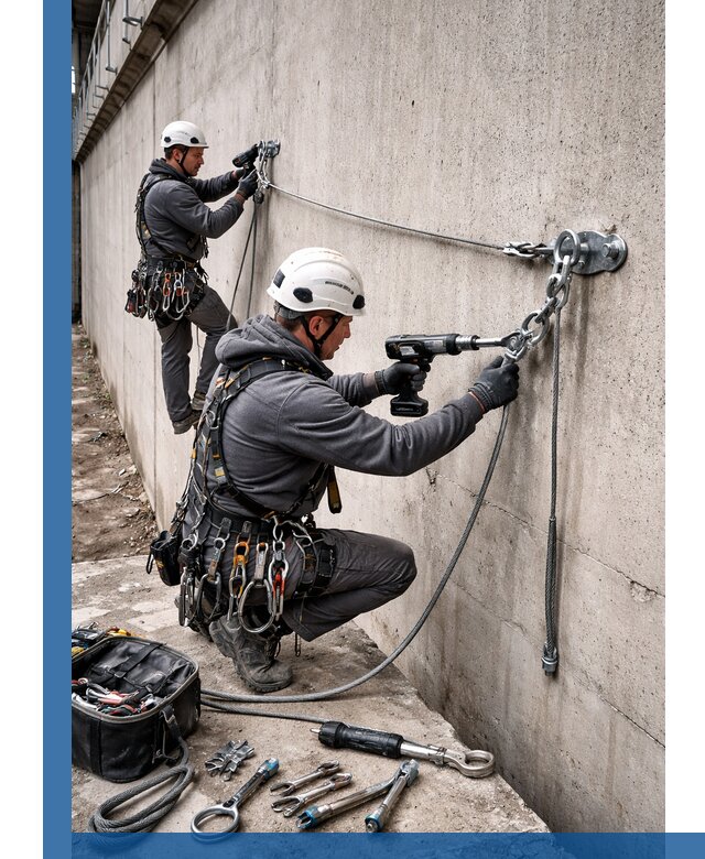 Монтаж анкерных линий высотной безопасности в Феодосии