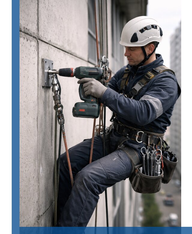 Установка анкерных точек для высотных работ в Феодосии